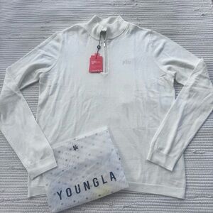 YoungLA Monaco Merino Wool Quarter Zip Off White Sweater Men’s L